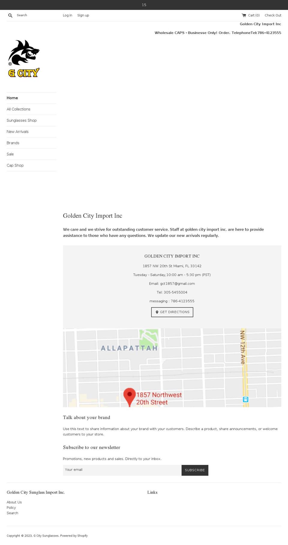 gcitysunglasses.com shopify website screenshot