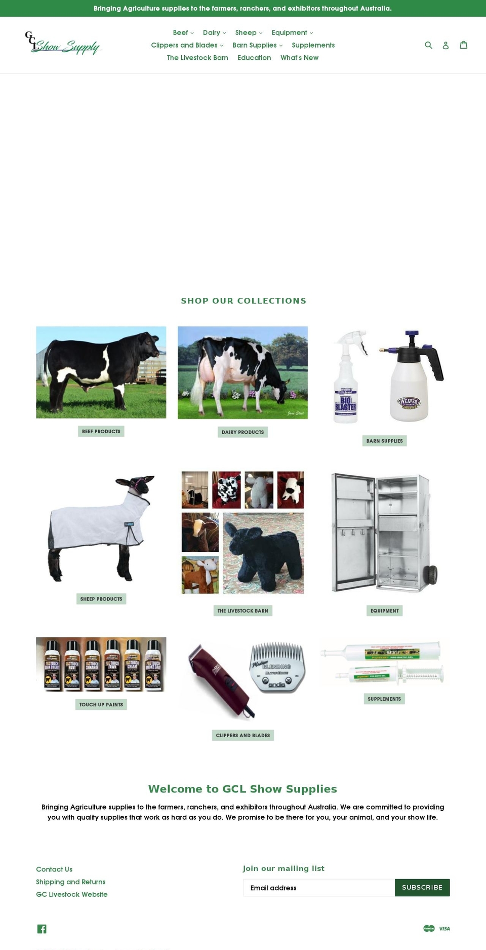 gclshowsupply.com — Shopify storefront screenshot