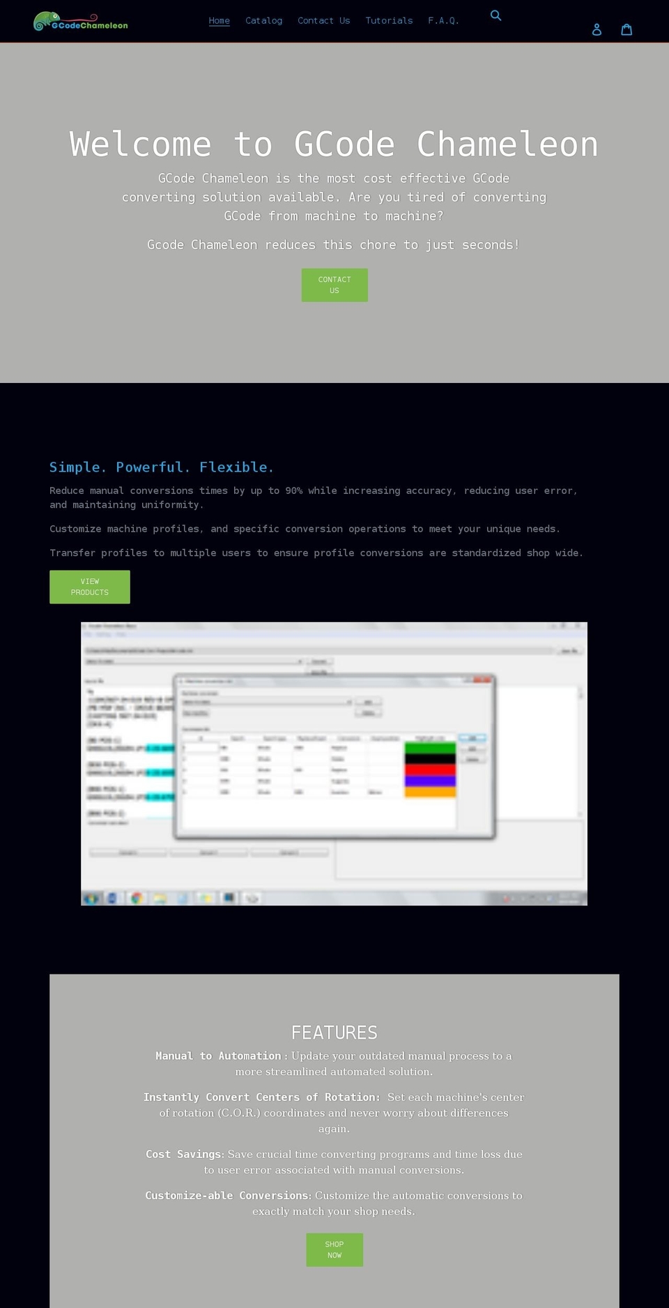 gcodechameleon.com shopify website screenshot