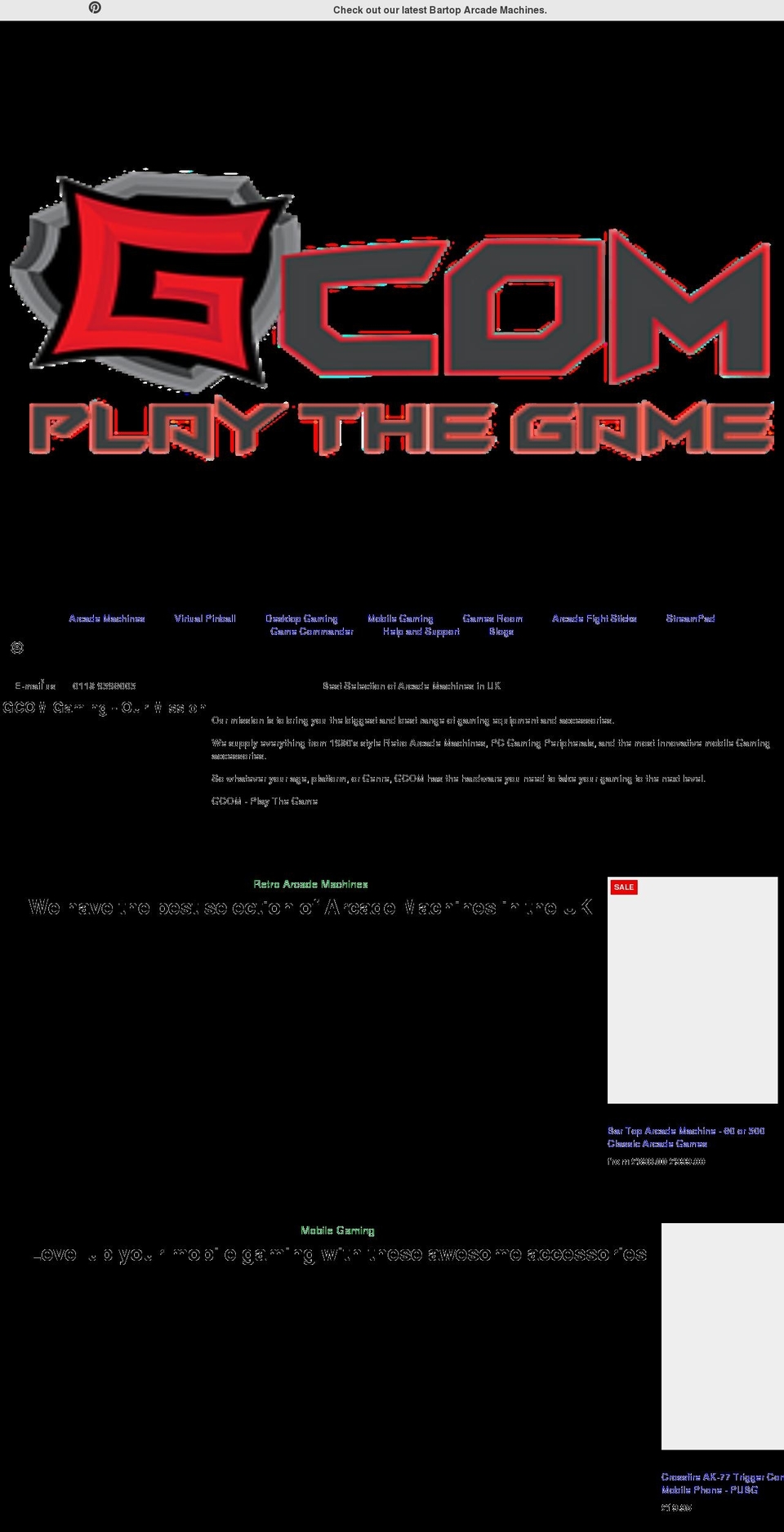 gcom.co.uk shopify website screenshot