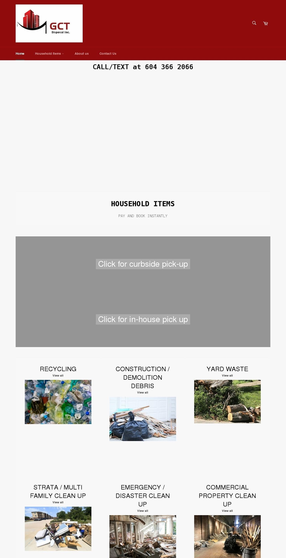 gctdisposal.com shopify website screenshot
