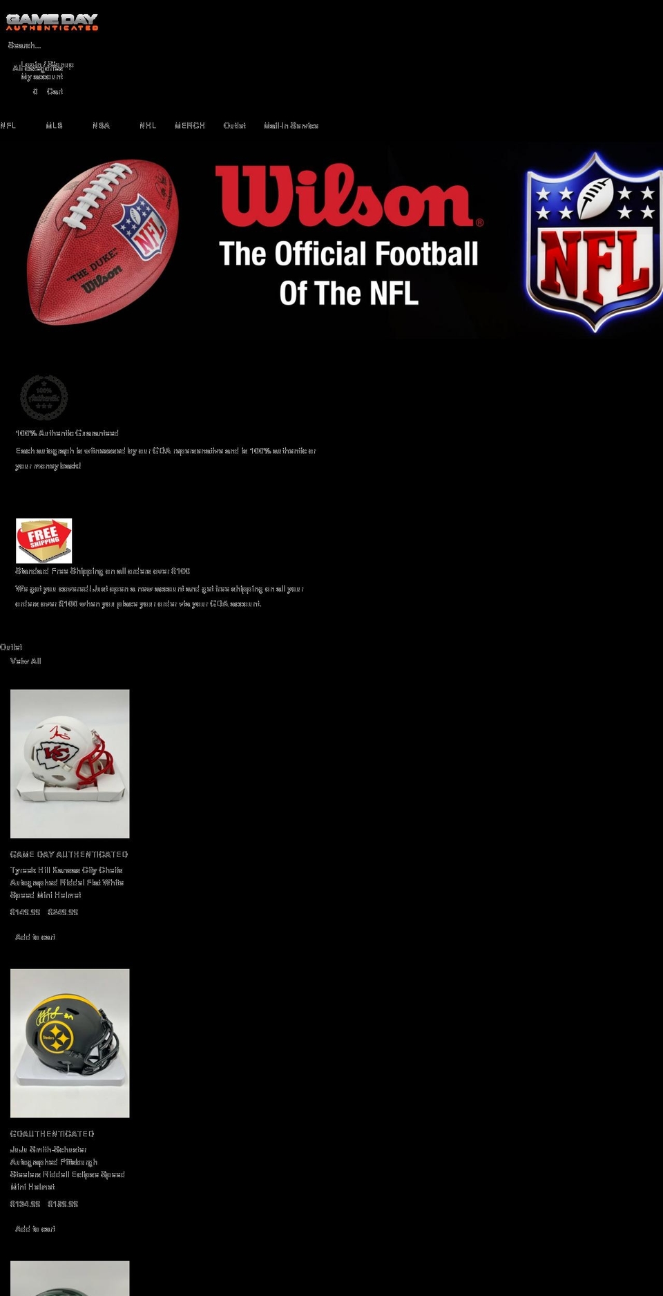gdauthenticated.com shopify website screenshot