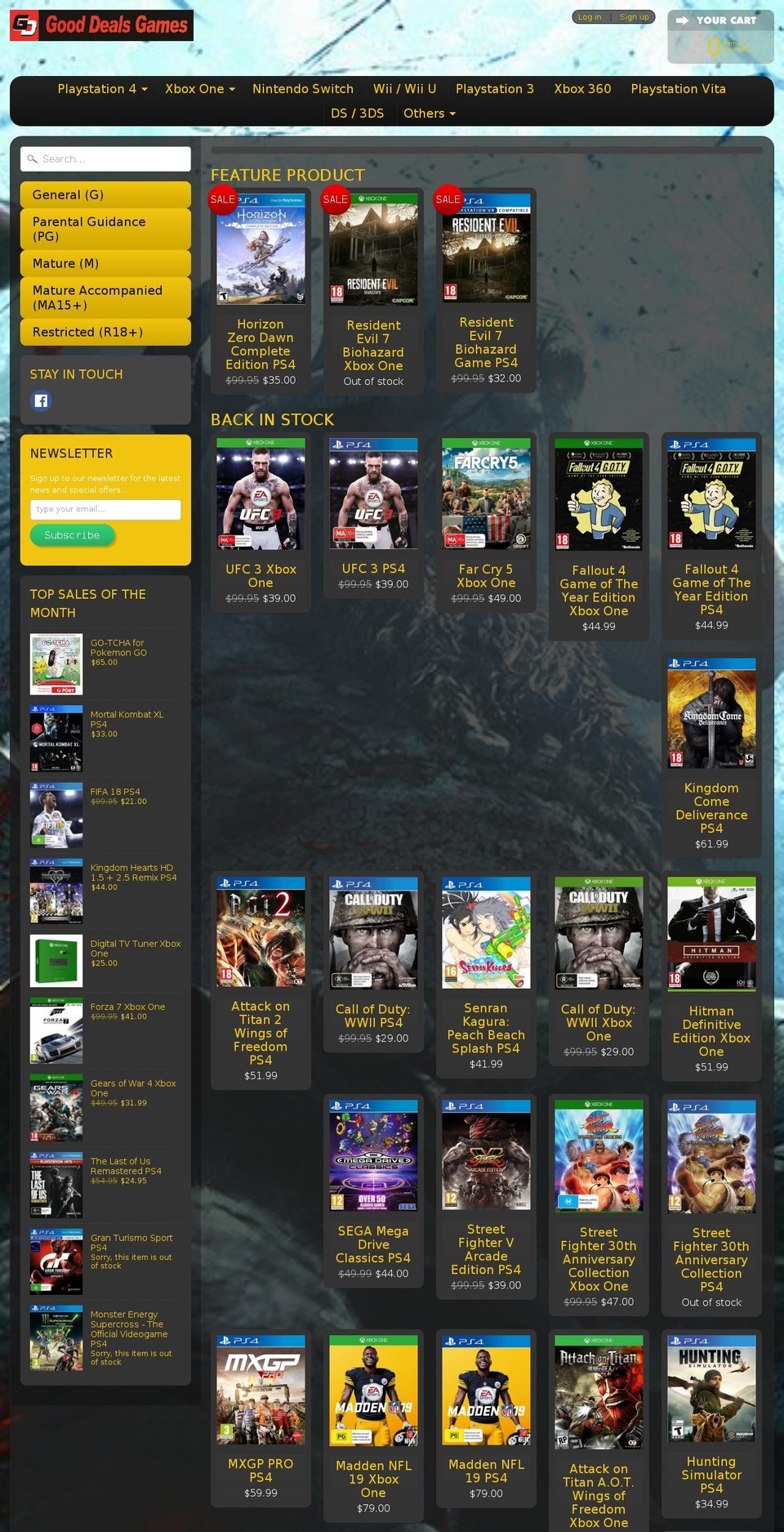 gdgames.com.au shopify website screenshot