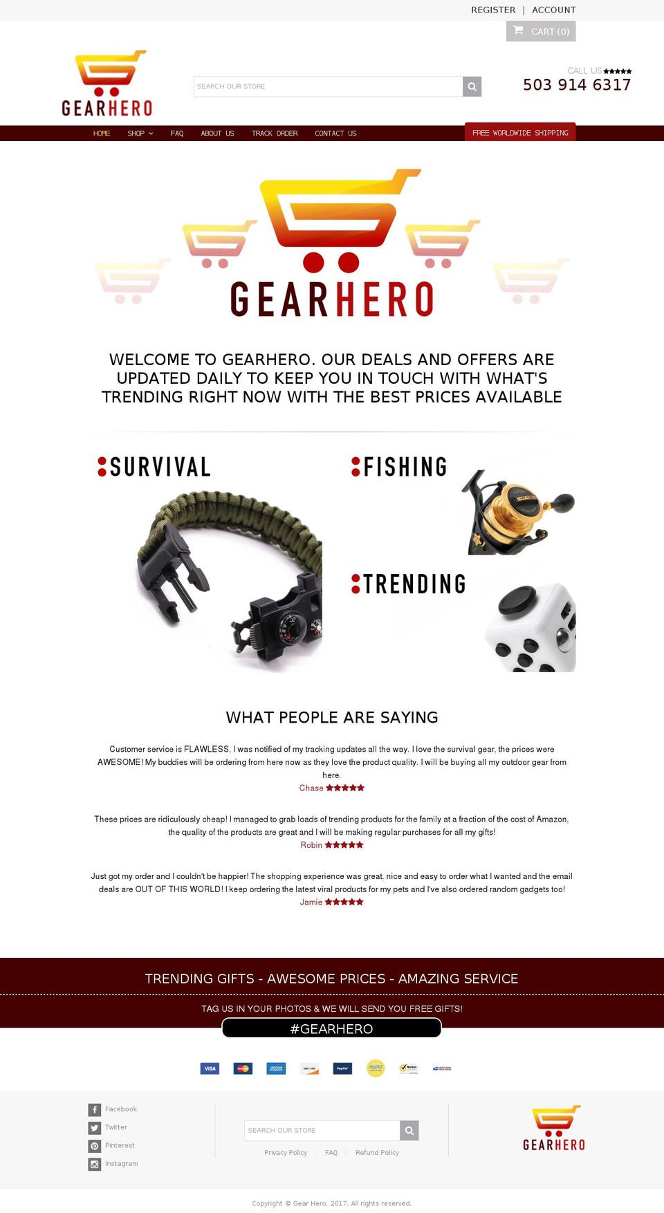 gear-hero.com shopify website screenshot