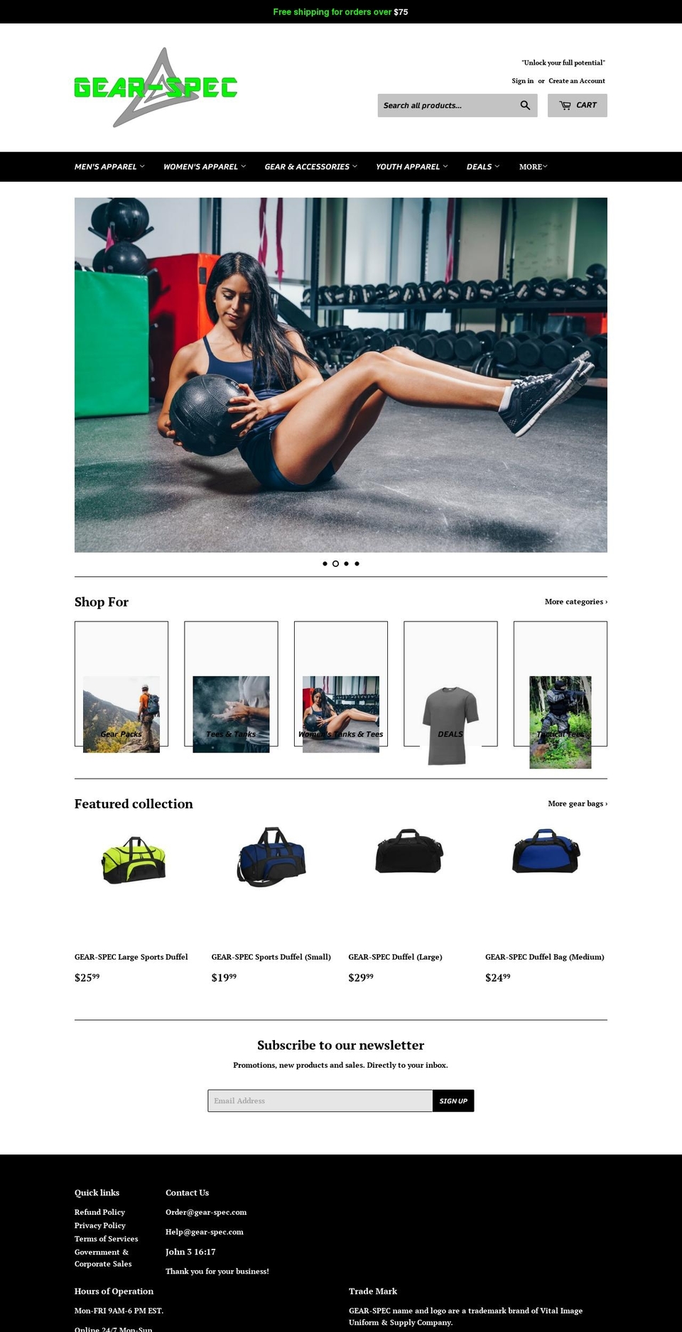 gear-spec.com — Shopify storefront screenshot
