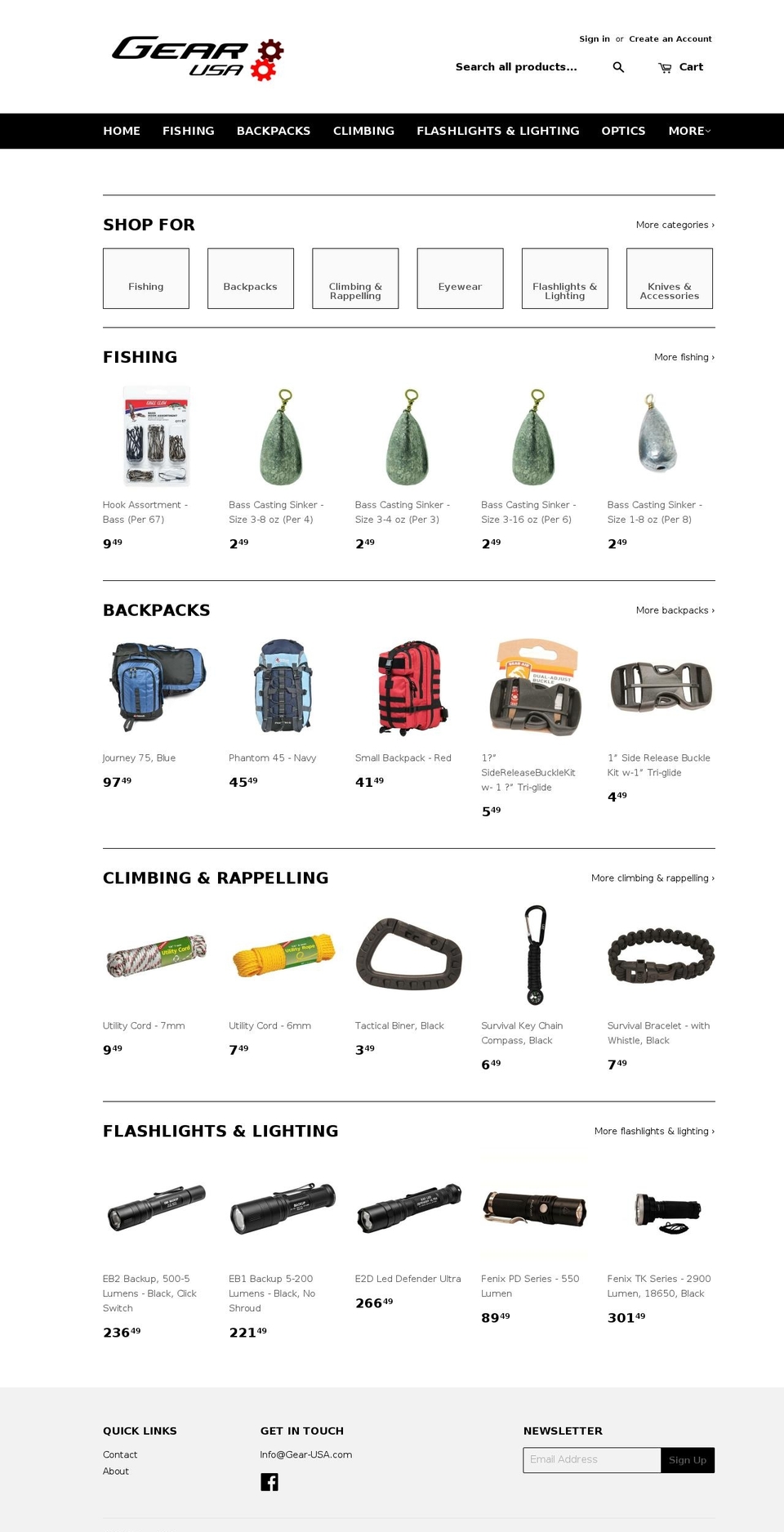 gear-usa.com shopify website screenshot