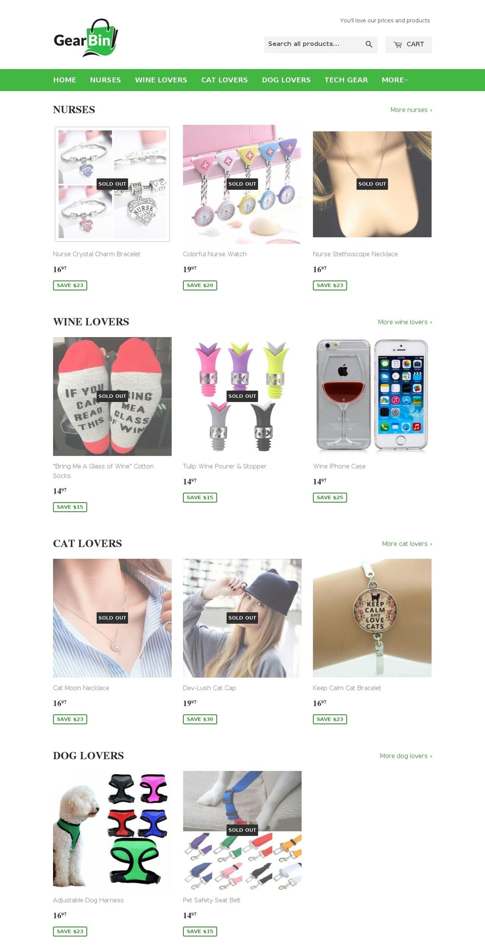 gearbinshop.com — Shopify storefront screenshot