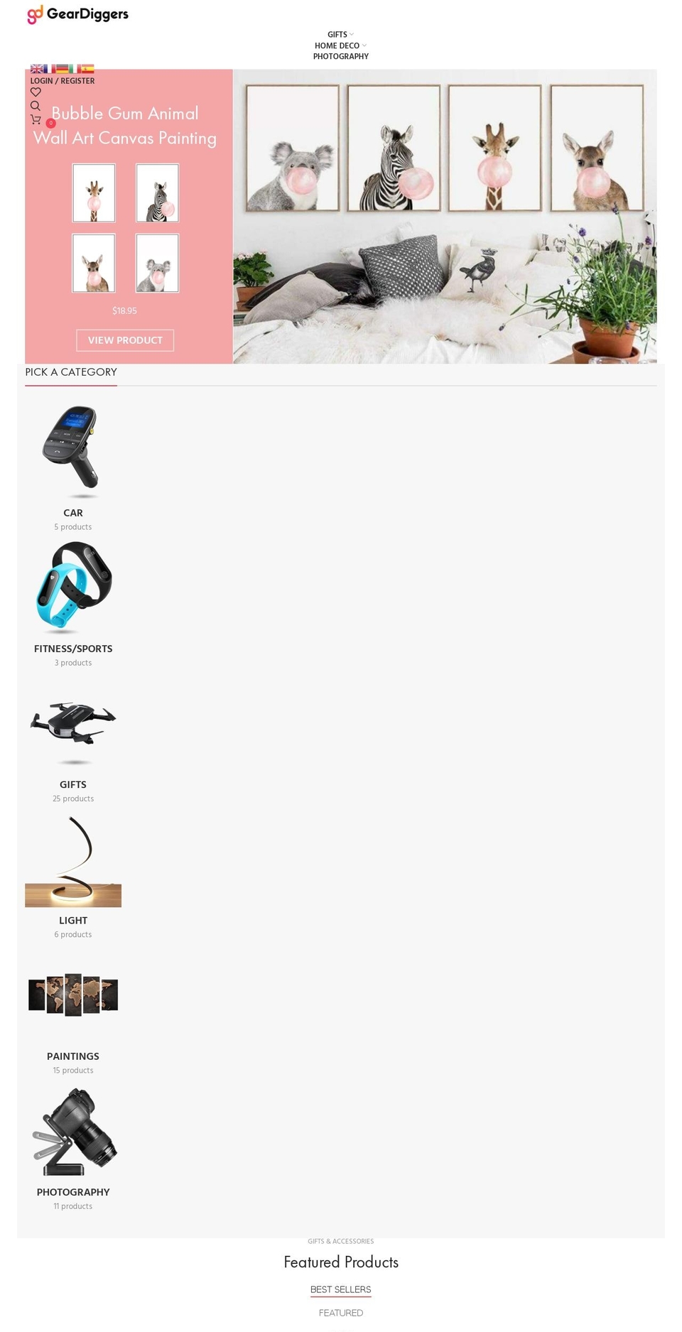 geardiggers.com — Shopify storefront screenshot