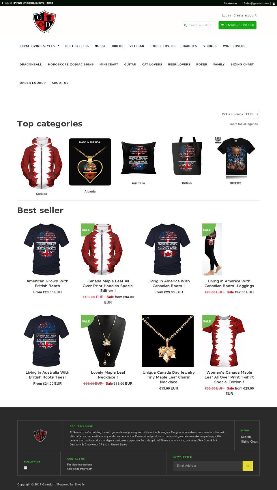 geardurr.com shopify website screenshot