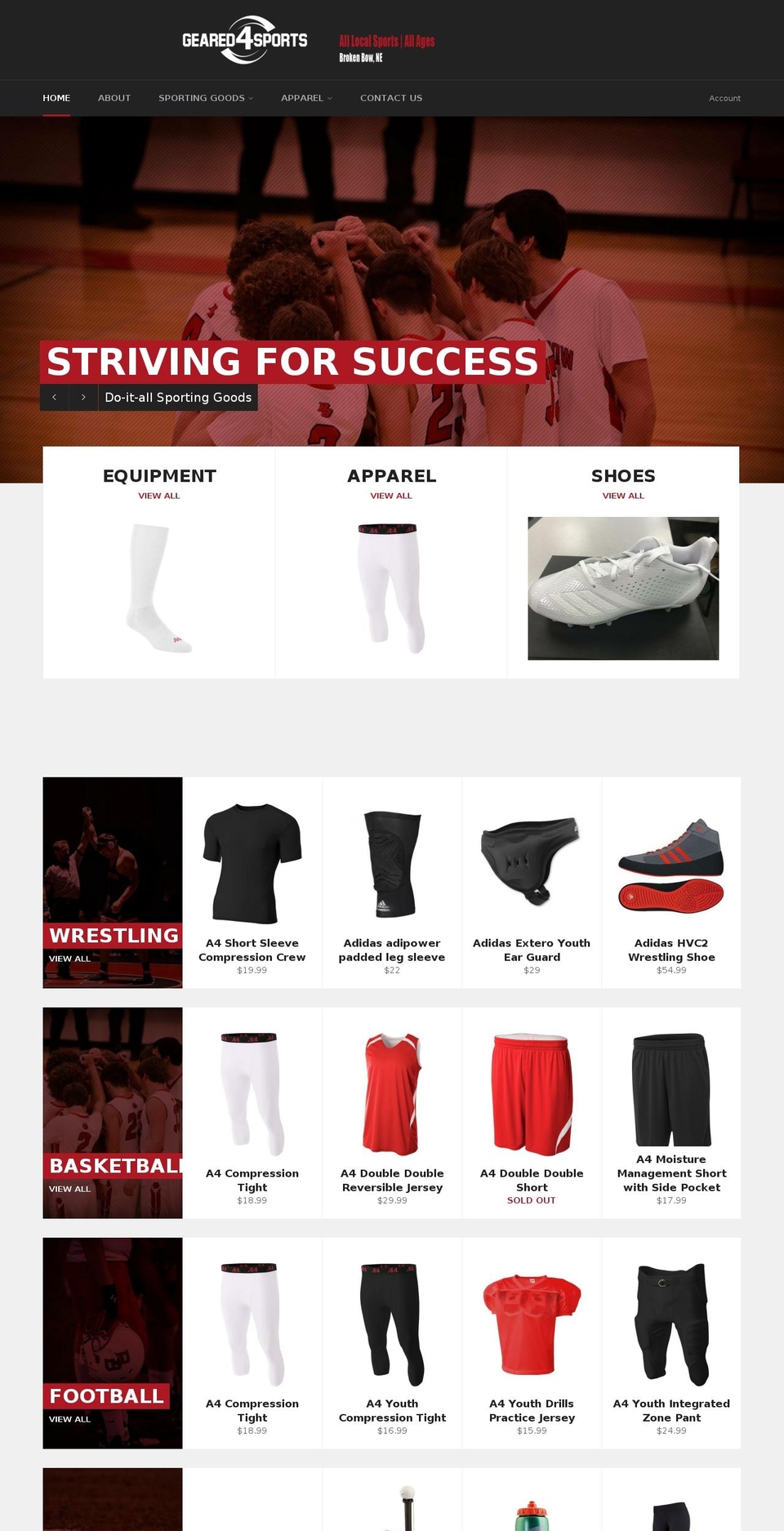 geared4sports.com shopify website screenshot