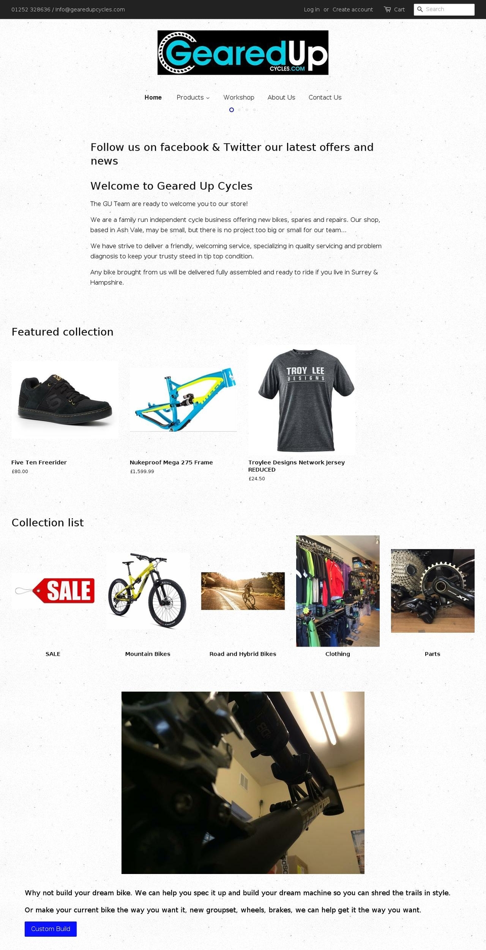 gearedupcycles.com shopify website screenshot