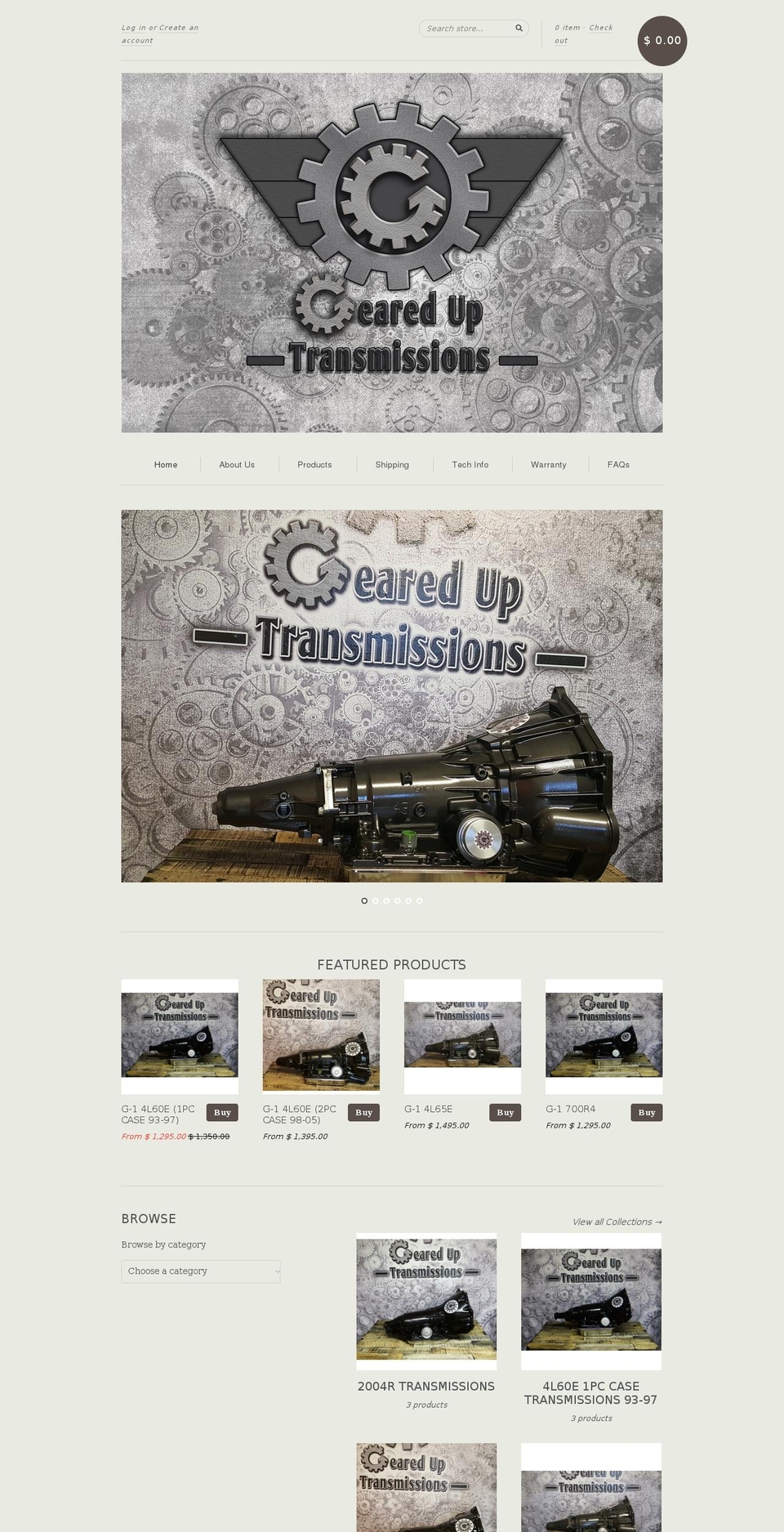 geareduptransmissions.com shopify website screenshot