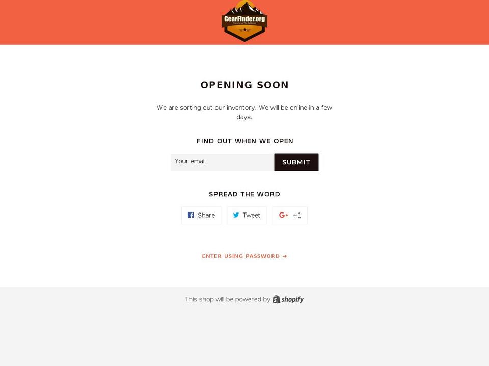 gearfinder.org shopify website screenshot