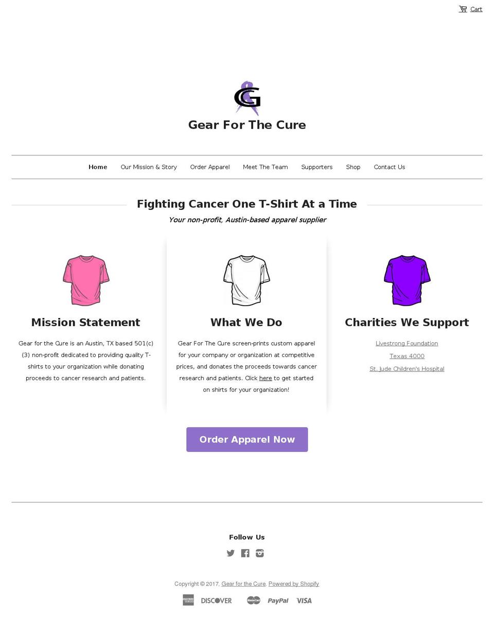 gearforthecure.com shopify website screenshot