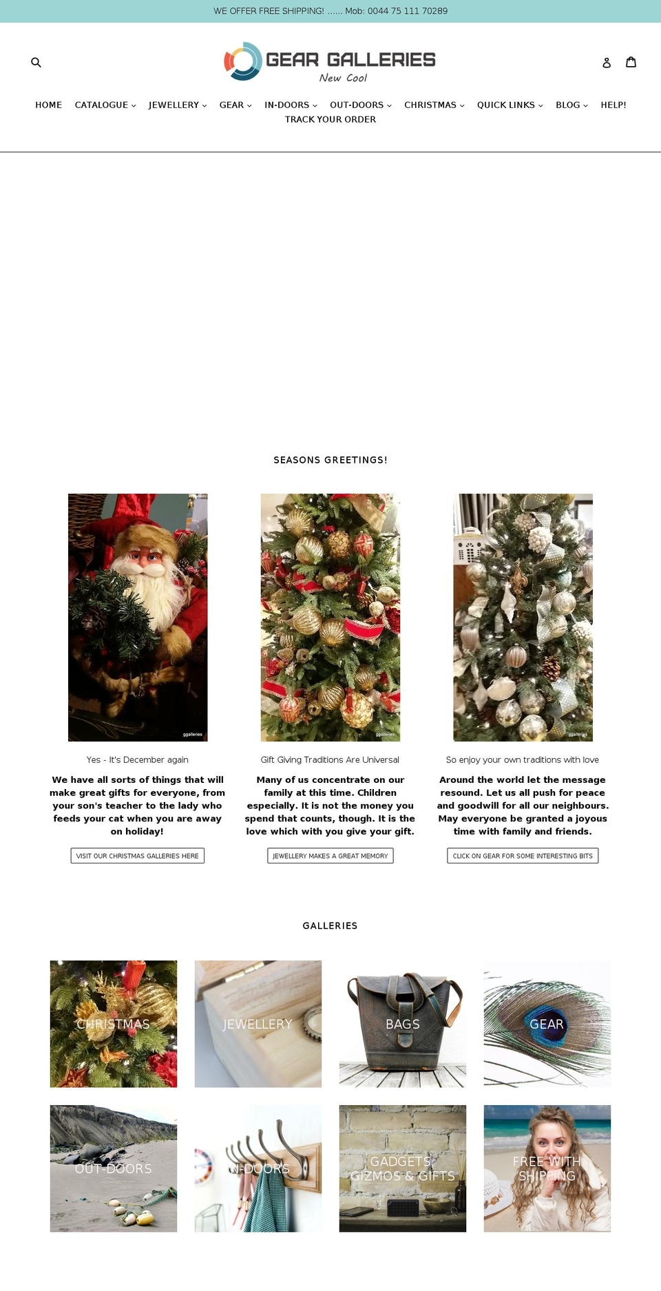 geargalleries.com — Shopify storefront screenshot