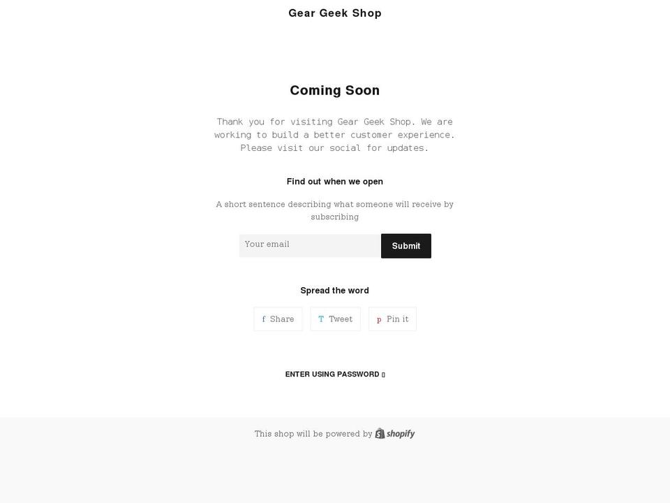 geargeekshop.com shopify website screenshot