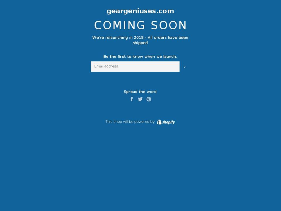 geargeniuses.com shopify website screenshot