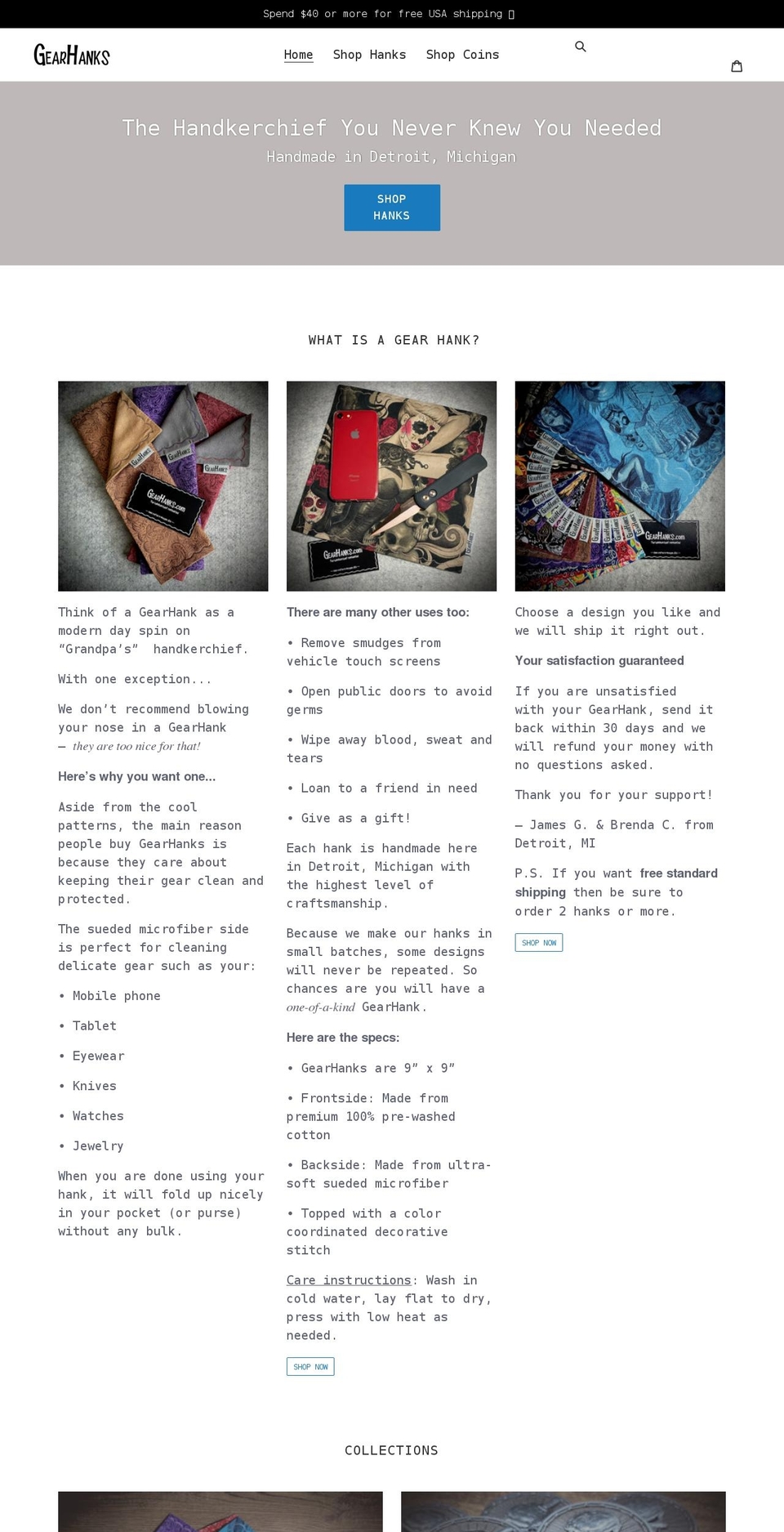 gearhanks.com shopify website screenshot