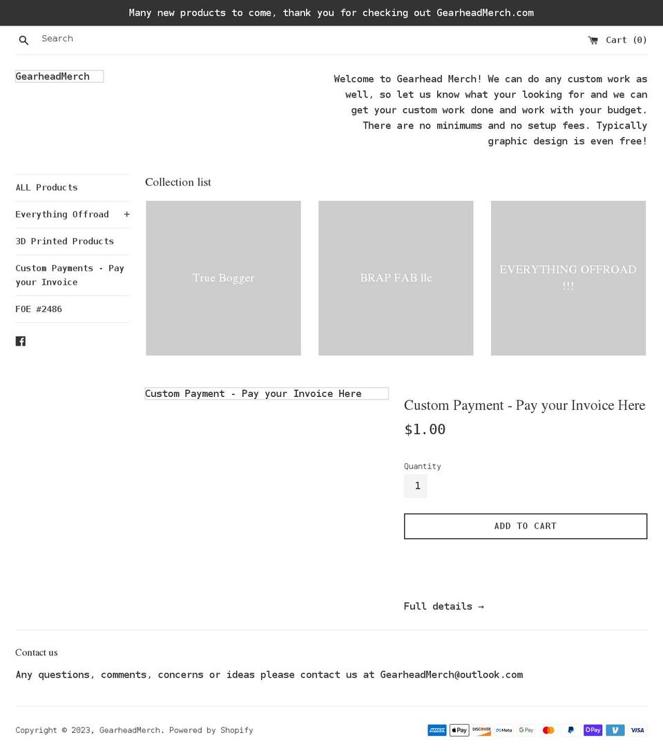 gearheadmerch.myshopify.com shopify website screenshot