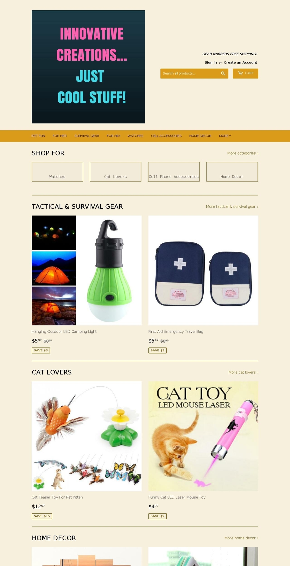 gearnabbers.com — Shopify storefront screenshot