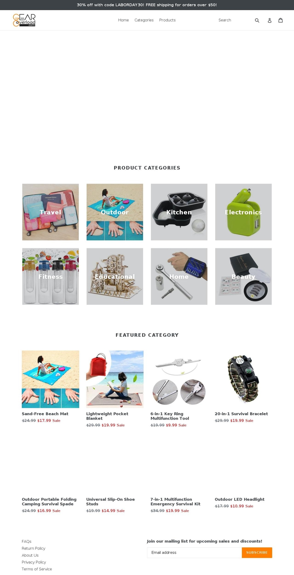 gearoverload.com — Shopify storefront screenshot