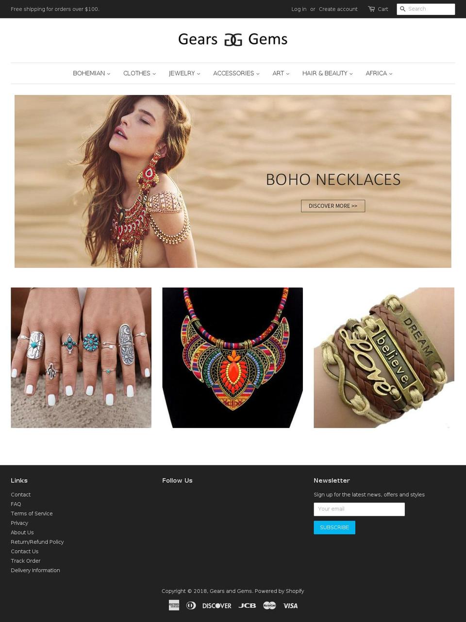 gearsandgems.com shopify website screenshot