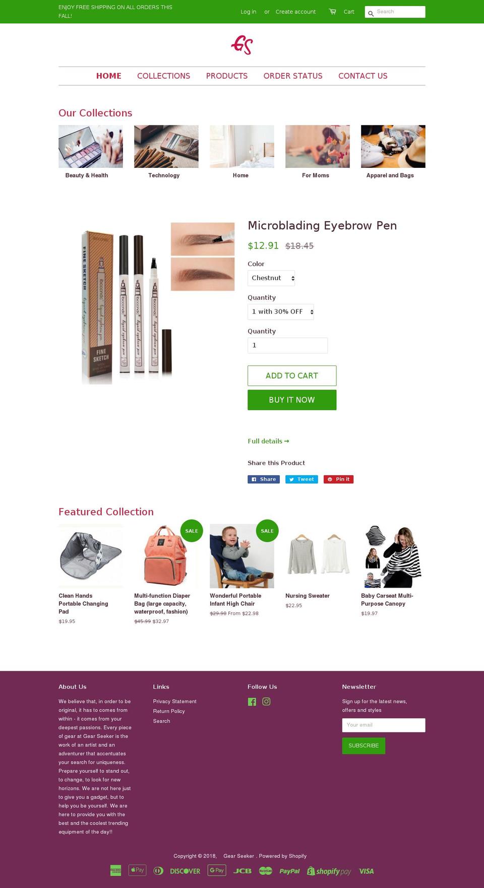 gearseekerstore.com — Shopify storefront screenshot