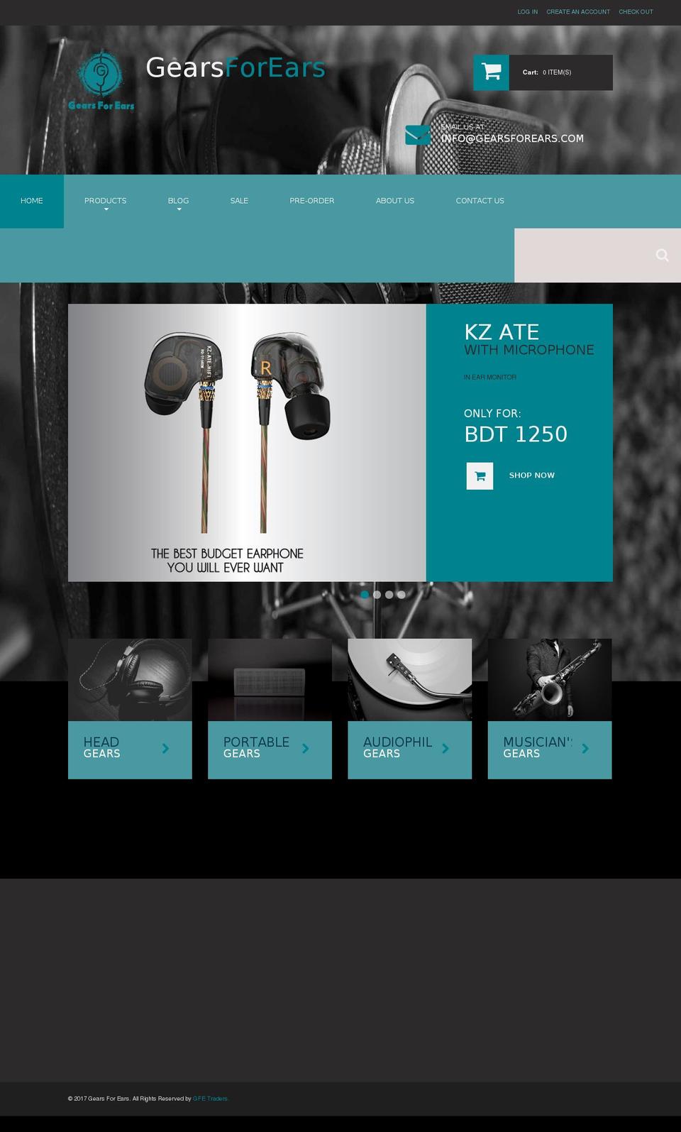 gearsforears.com shopify website screenshot