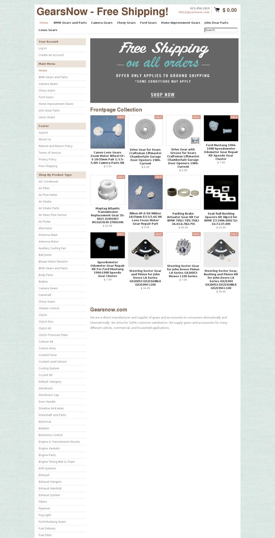 gearsnow.com shopify website screenshot