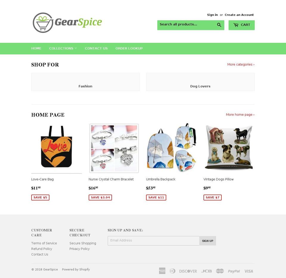 gearspice.net shopify website screenshot
