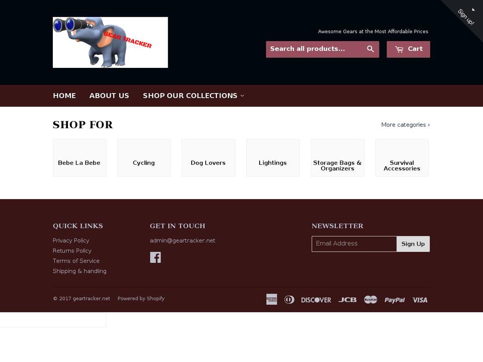 geartracker.net shopify website screenshot