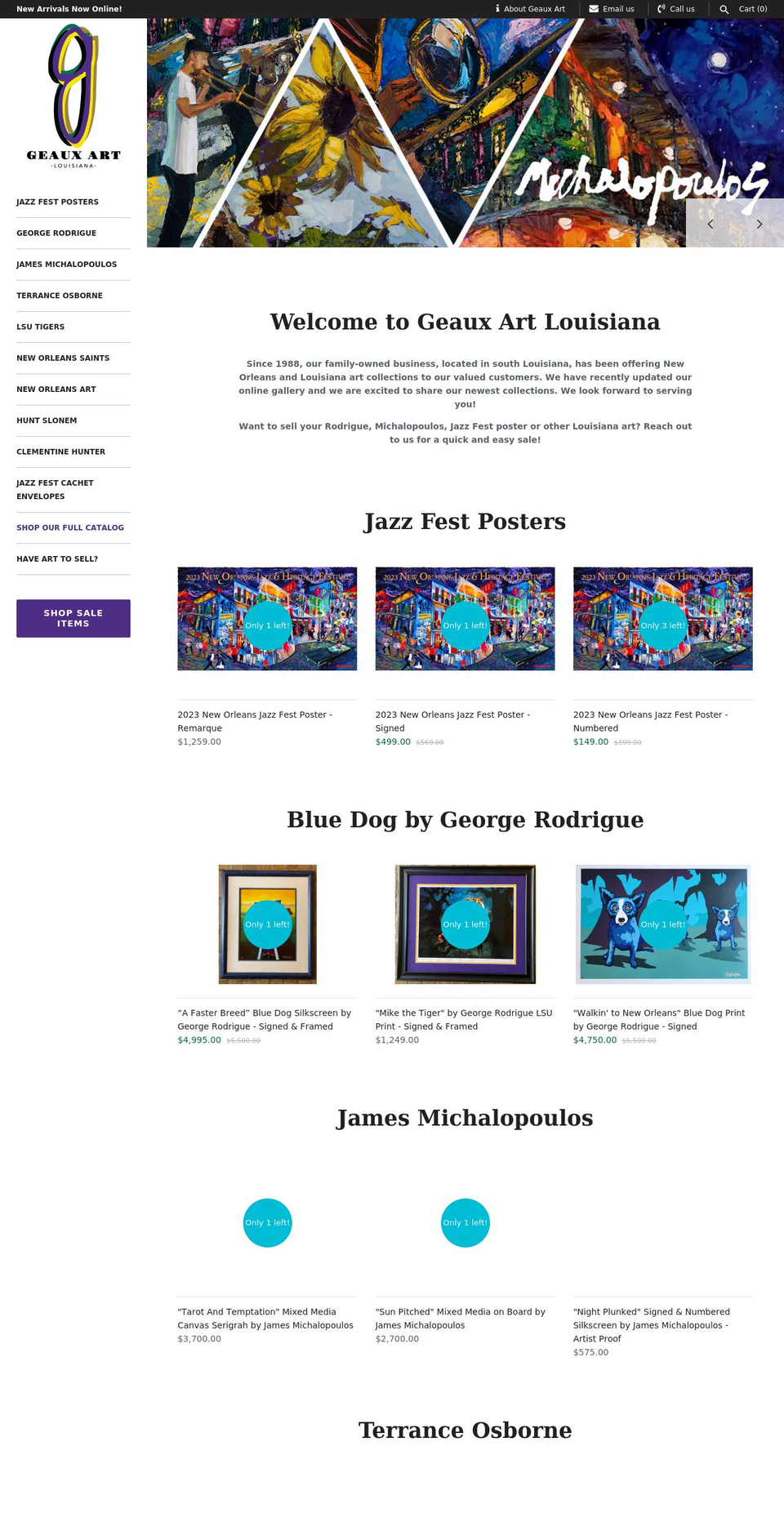 geauxart.com shopify website screenshot