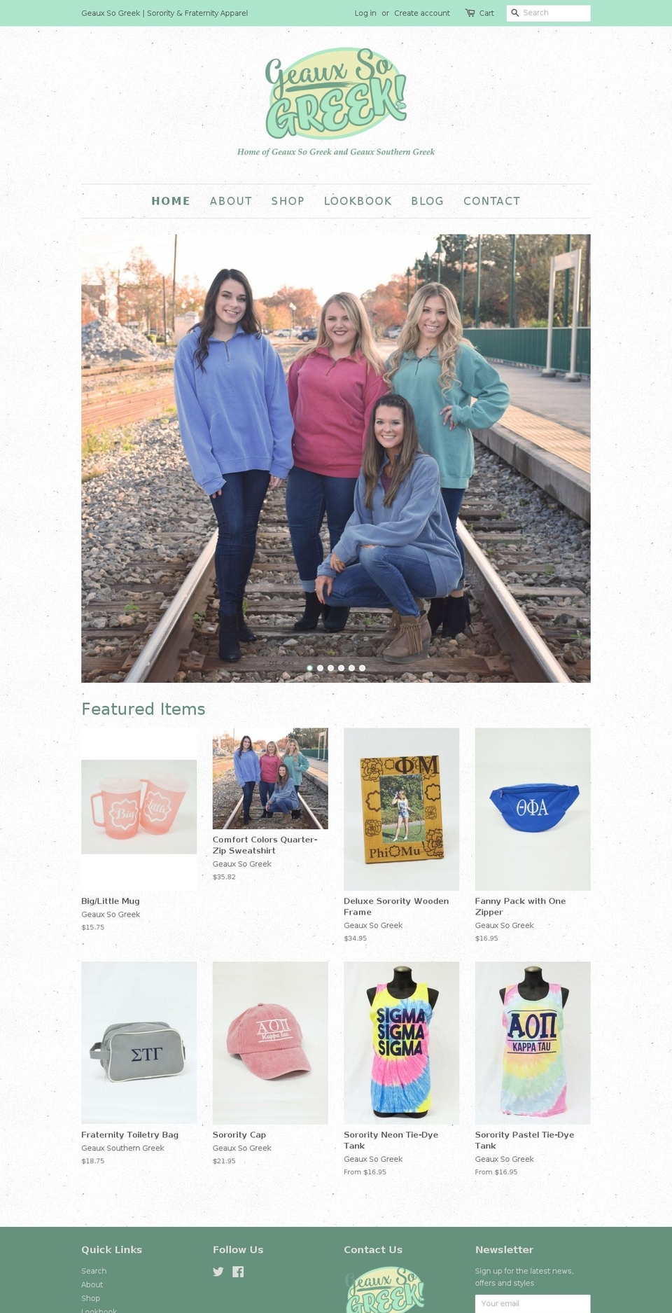 geauxsogreek.com — Shopify storefront screenshot