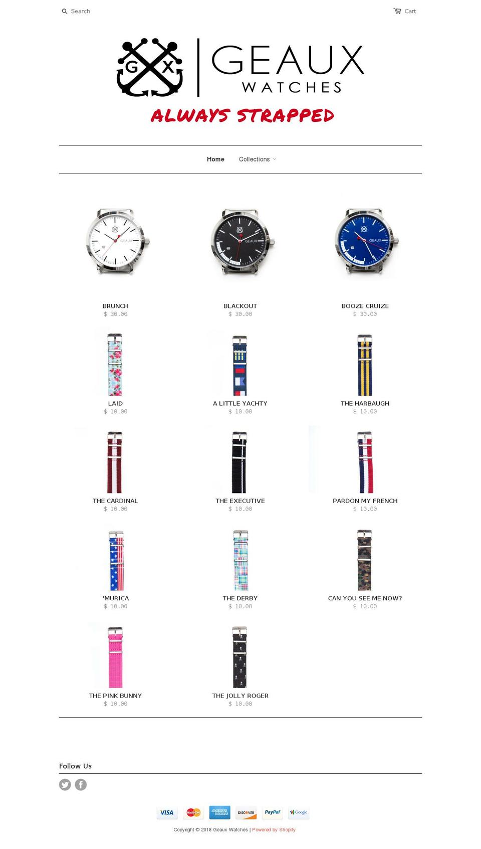 geauxwatches.com — Shopify storefront screenshot
