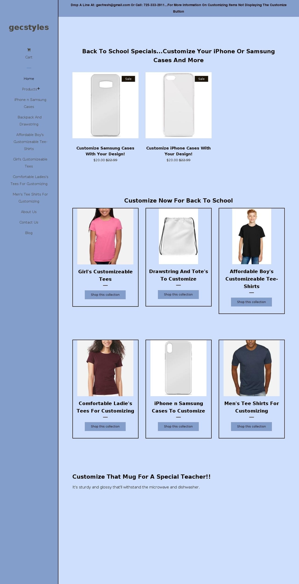 gecstyles.com — Shopify storefront screenshot