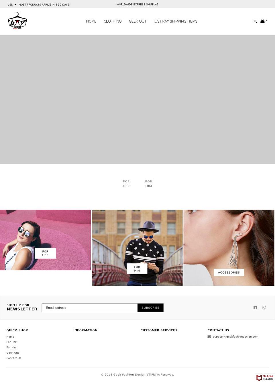 belle-default Shopify theme site example geekfashiondesign.com