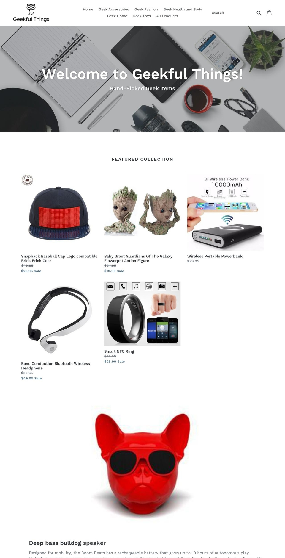 geekfulthings.com shopify website screenshot