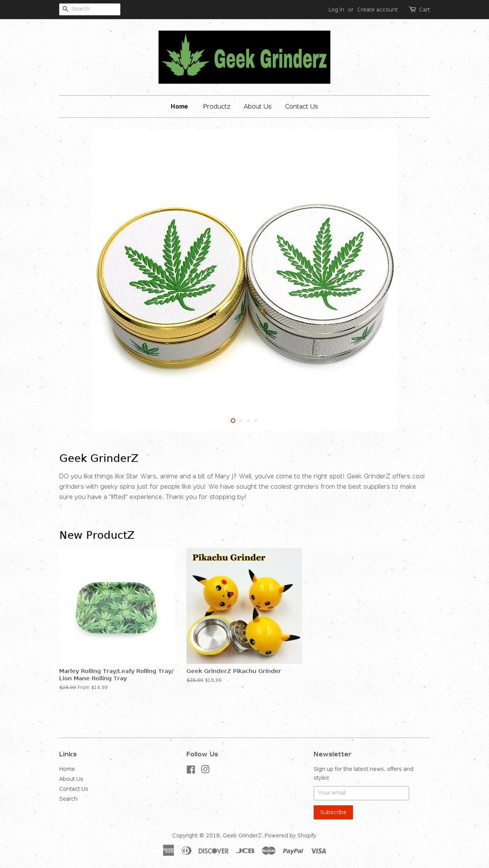 geekgrinderz.com — Shopify storefront screenshot