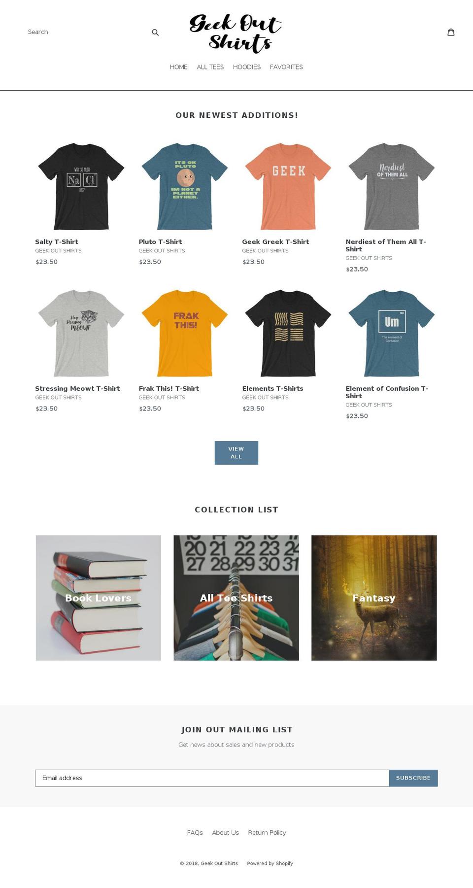 geekoutshirts.com — Shopify storefront screenshot