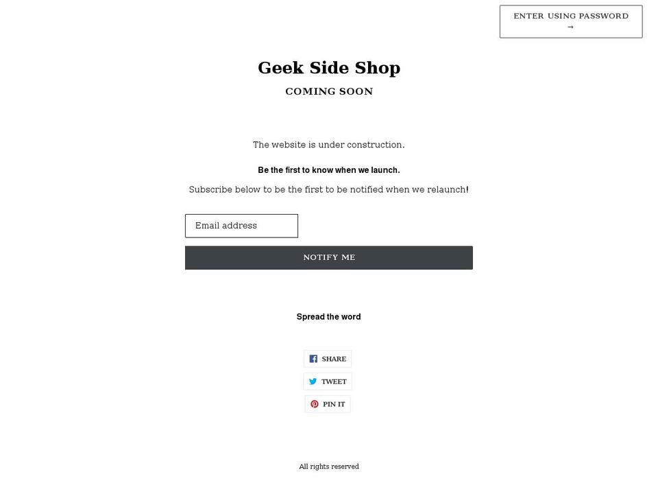 geeksideshop.com shopify website screenshot