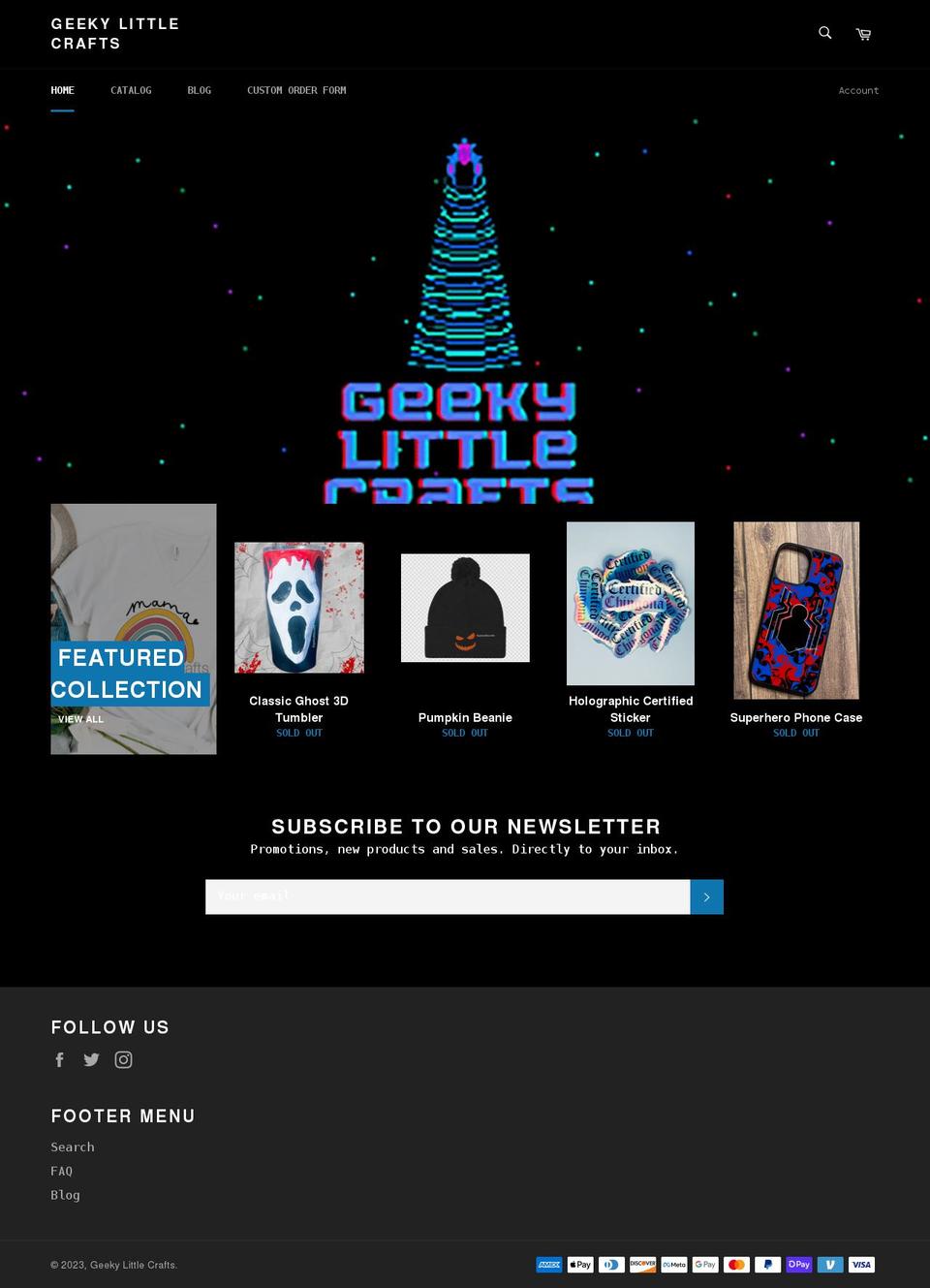 geekylittlecrafts.com shopify website screenshot