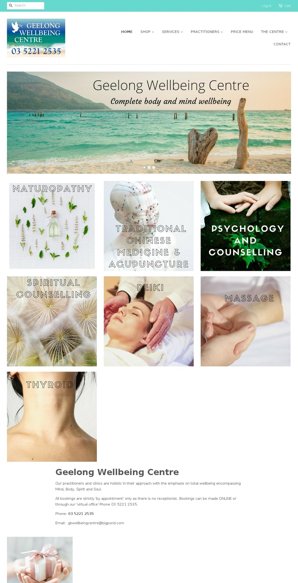 geelongbeautyandwellbeingcentre.com shopify website screenshot