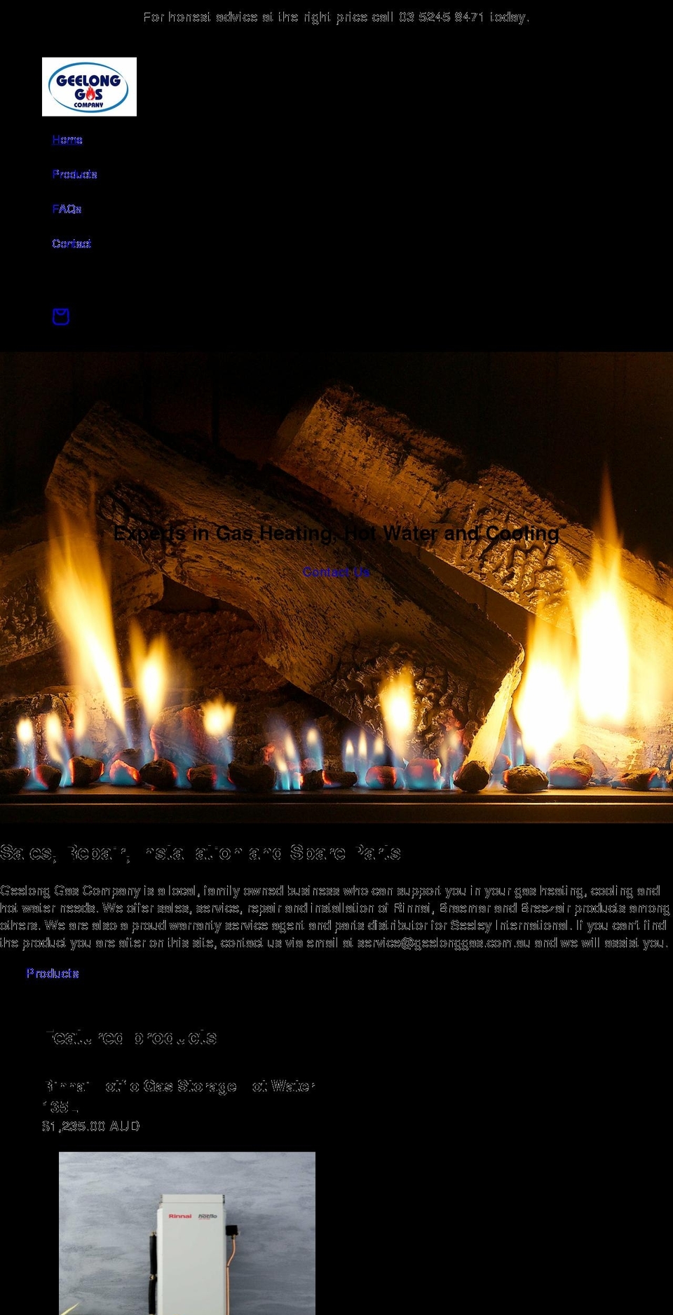 geelonggas.com.au shopify website screenshot