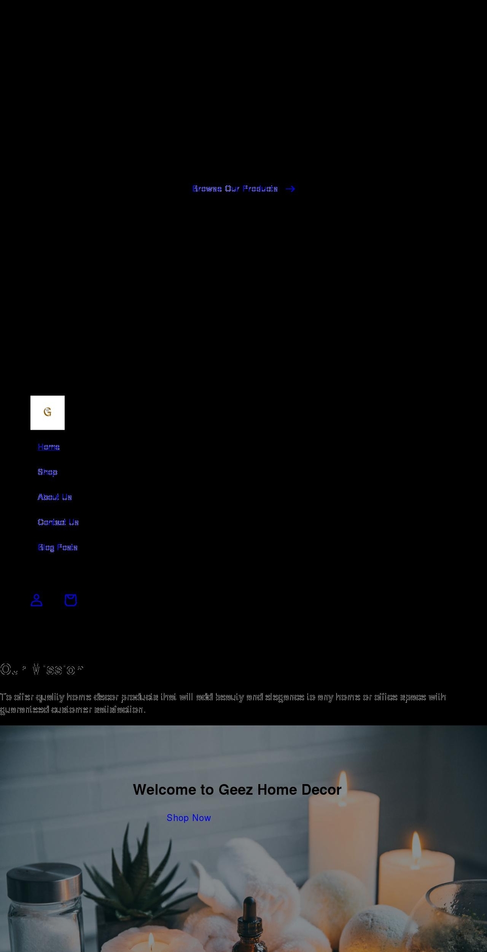 geezhomedecor.com shopify website screenshot