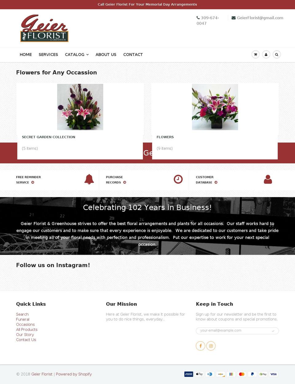 geierflorist.com — Shopify storefront screenshot
