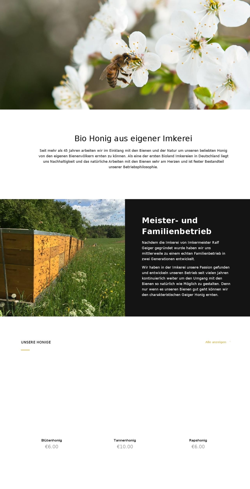 geigerhonig.de shopify website screenshot