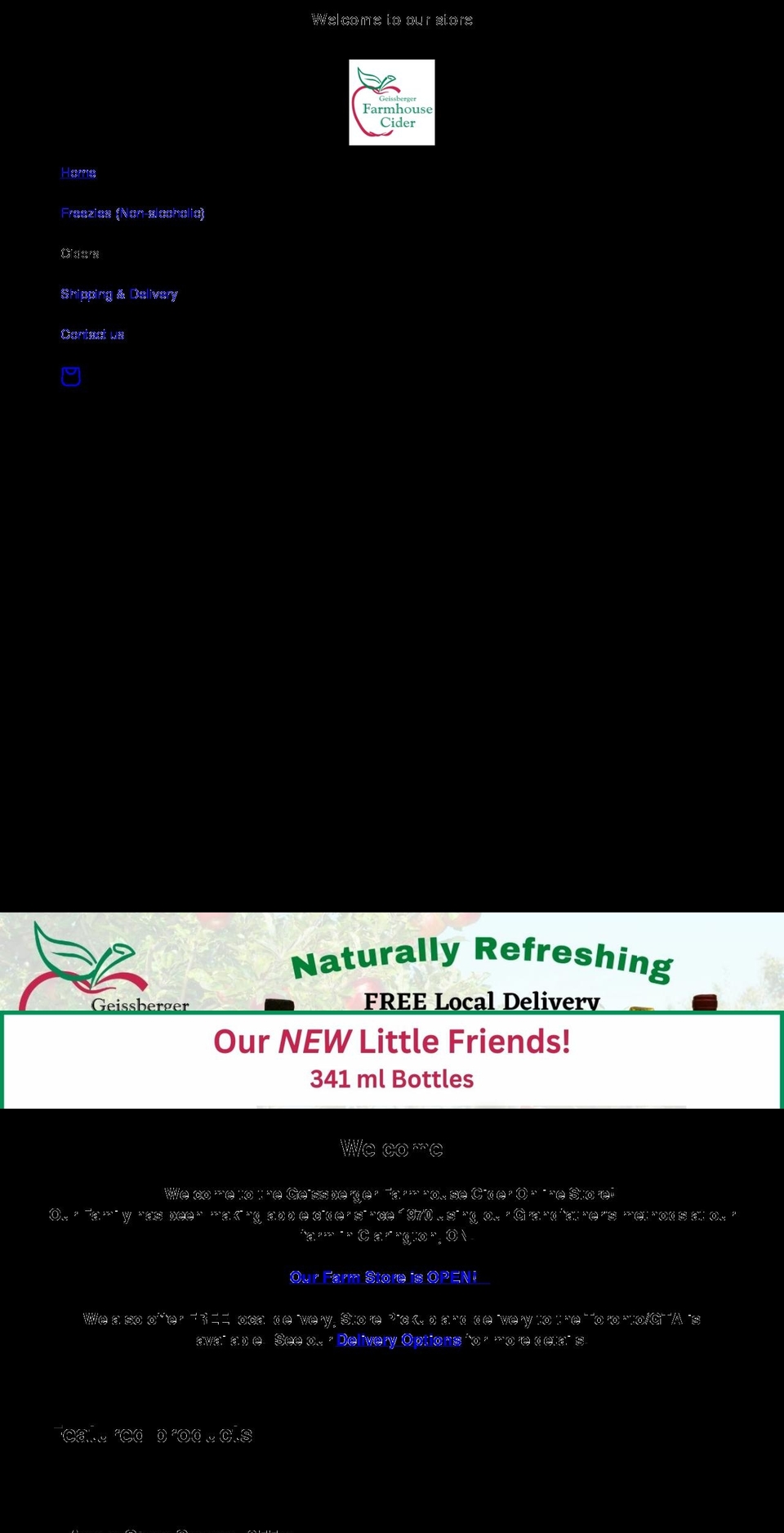 geissberger-farmhouse-cider.myshopify.com shopify website screenshot