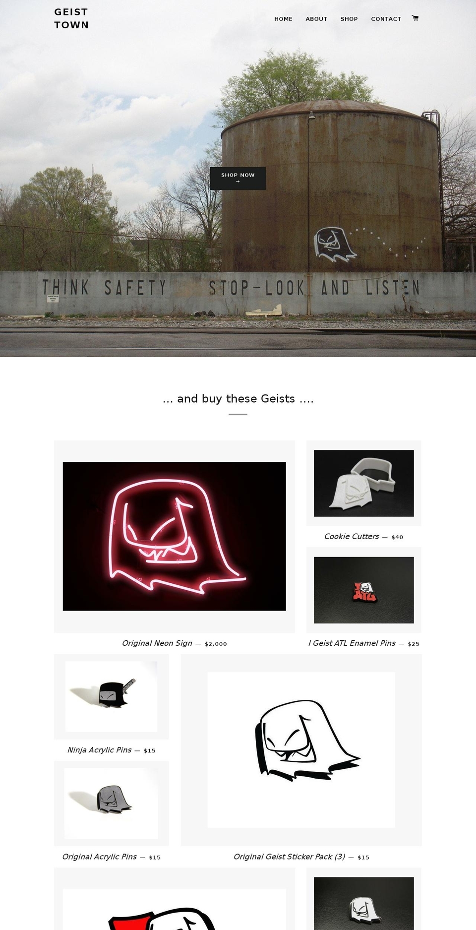 geisttown.com shopify website screenshot