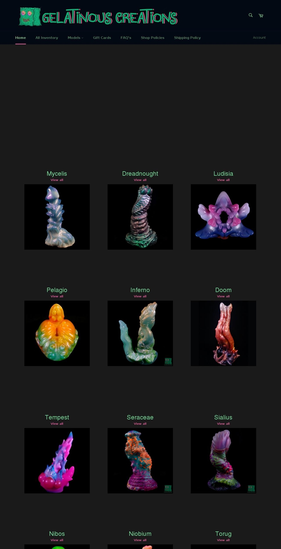 gelatinouscreations.com shopify website screenshot