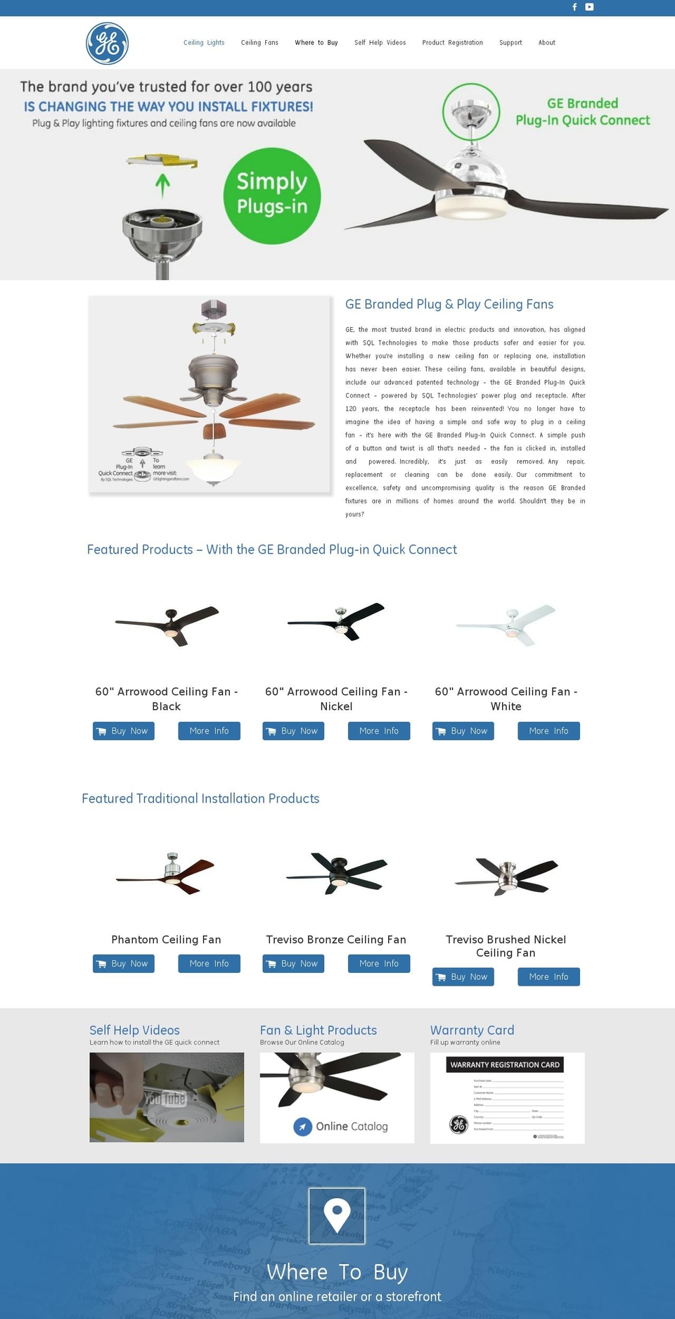 gelightingandfans.com shopify website screenshot